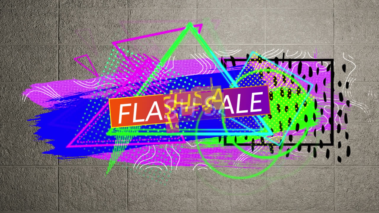 추상적인 배경 위에 플래시 판매 텍스트의 애니메이션