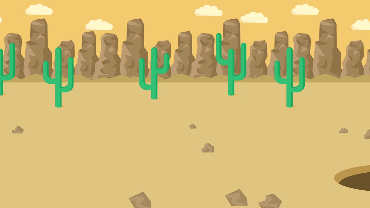 비즈니스 여성은 구에 떨어집니다. 사막의 배경. 위험 개념. 평평한 스타일의 루프 일러스트레이션.