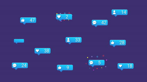 animation of moving media icons on blue background