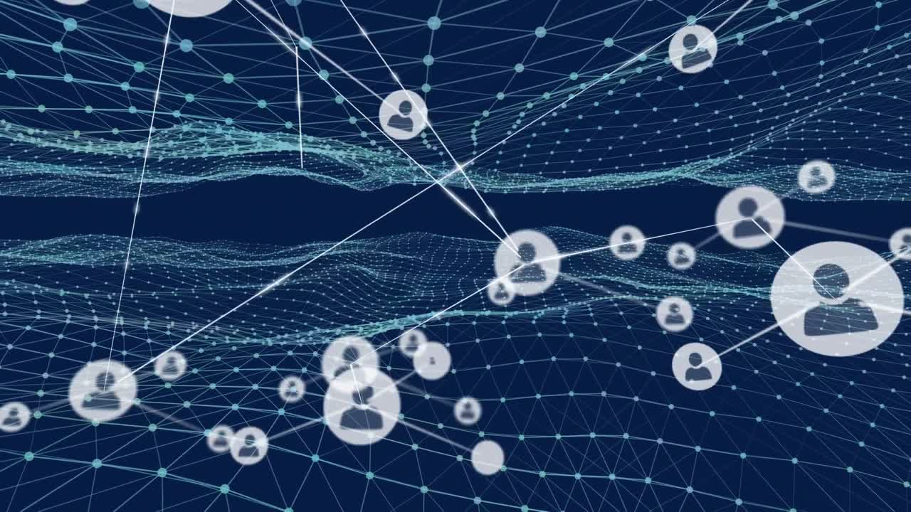 사람들과의 연결 네트워크의 애니메이션 아이콘을 메시를 통해