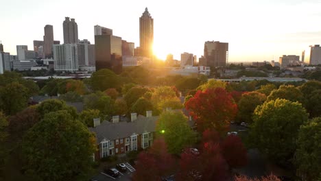 Downtown-American-city-during-autumn-fall-trees