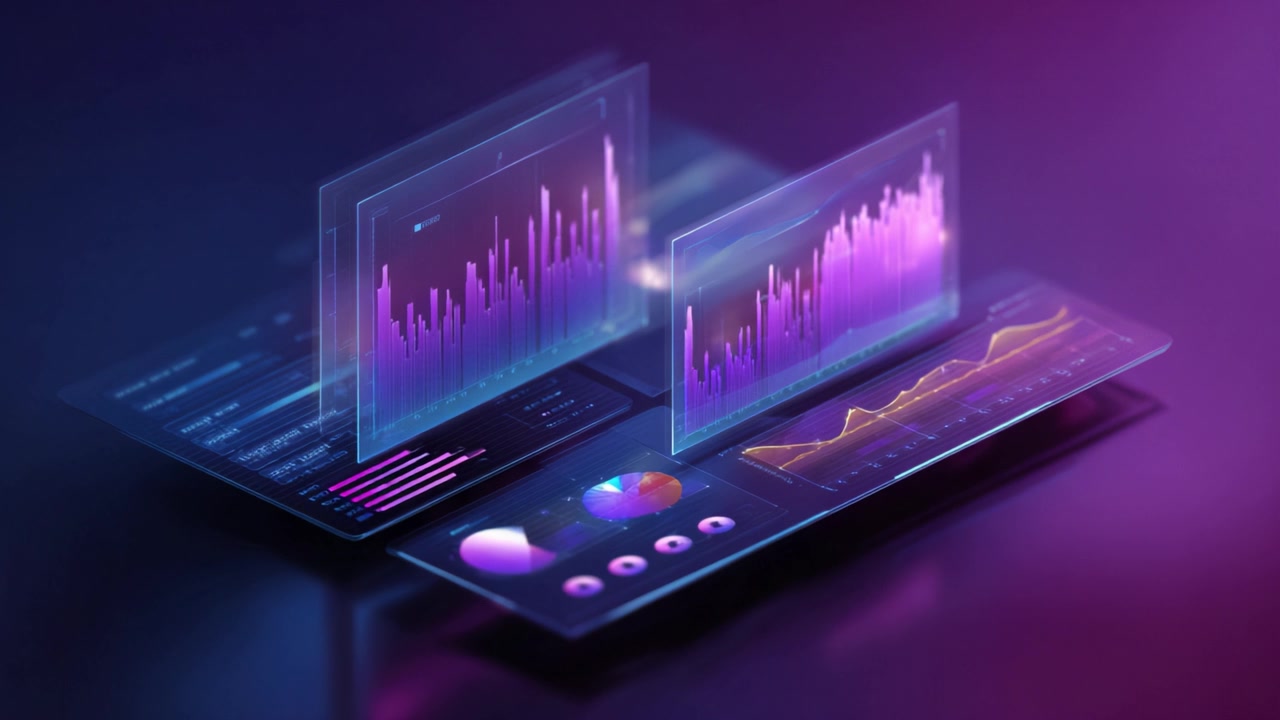Advanced Data Visualization Techniques Showcasing Dynamic Graphs and Charts on a Sleek Digital Display with Vibrant Colors and Innovative Design Elements