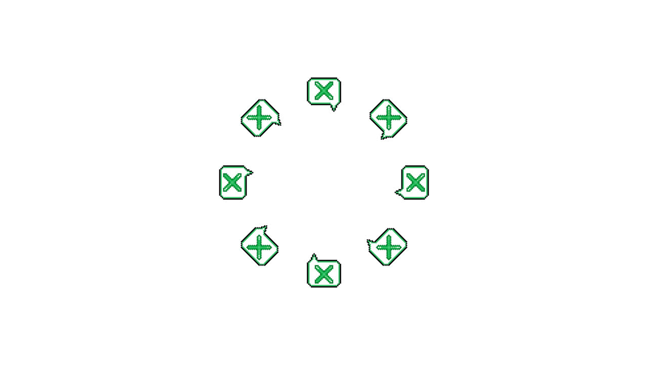 Pixel Art Speech bubble Cross mark Spinning Circle Animated Overlay Transparent 30fps (5)