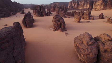 rock formations at tassili n'ajjer national park in algeria - drone shot