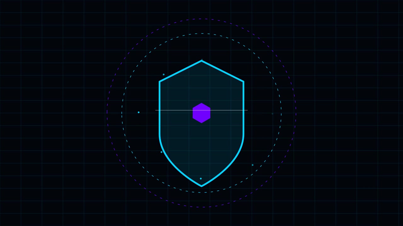 Digital Security Shield Icon with Scanning Animation