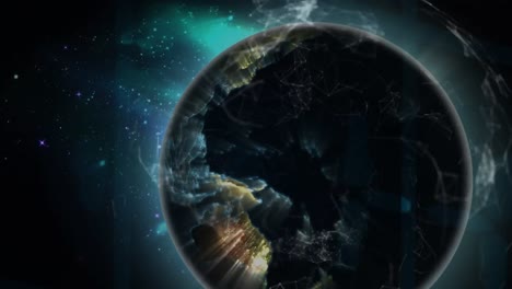 animation of network of connections over globe on dark background