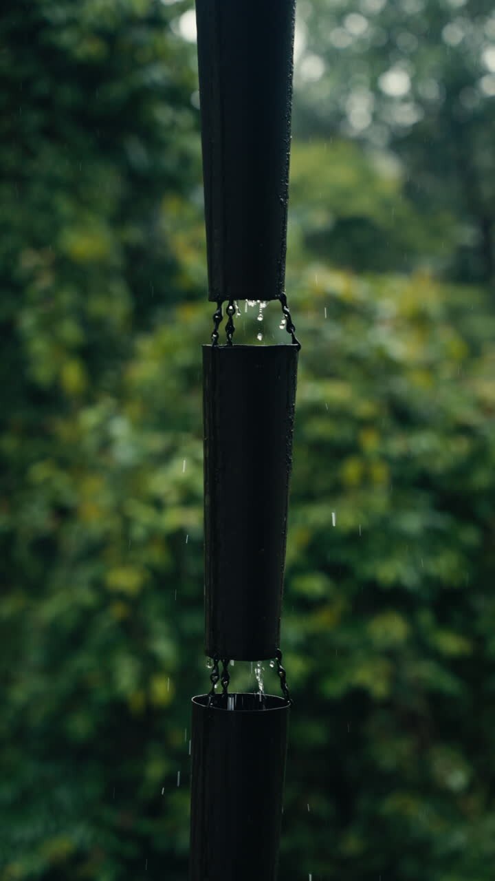 Rain Chain in Garden