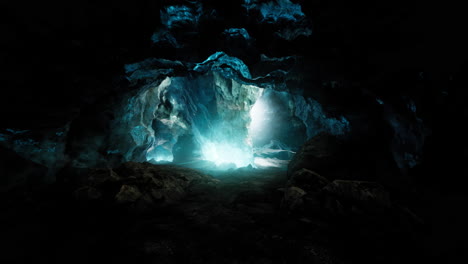 interior shot of ice glacier cave