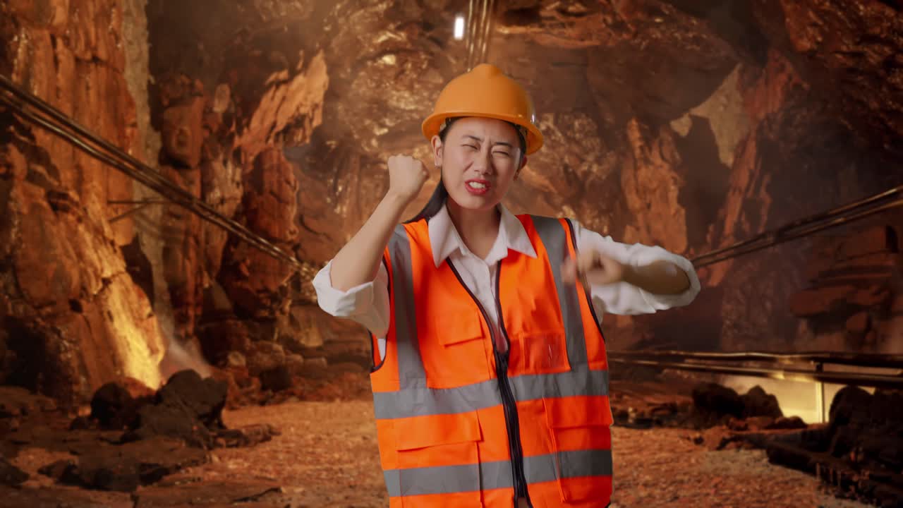 Happy Construction Worker in a Mine