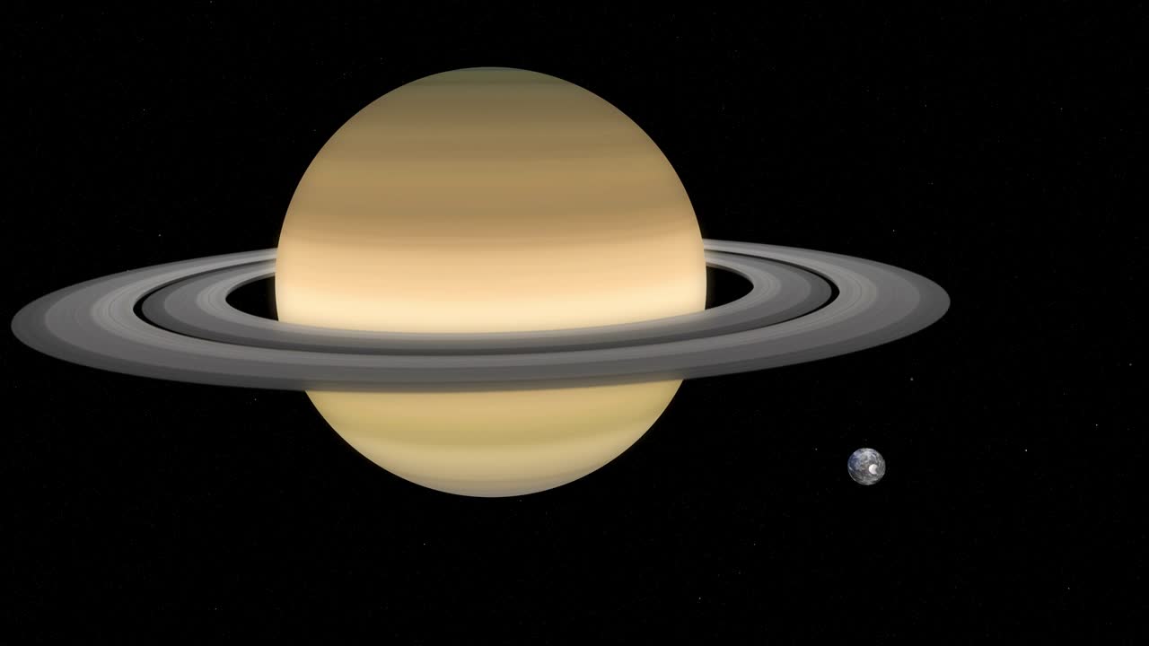 Earth-moon and planet Saturn comparison, Saturn is the sixth planet from the Sun and the second-largest in the Solar System