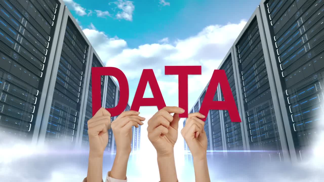 Hands holding up data