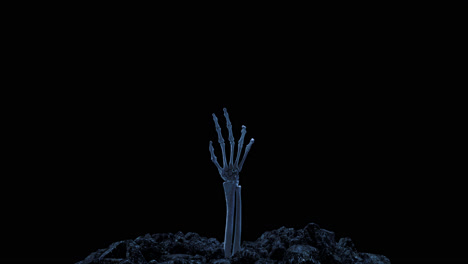 skeleton hand hand crawling out of the ground with alpha channel