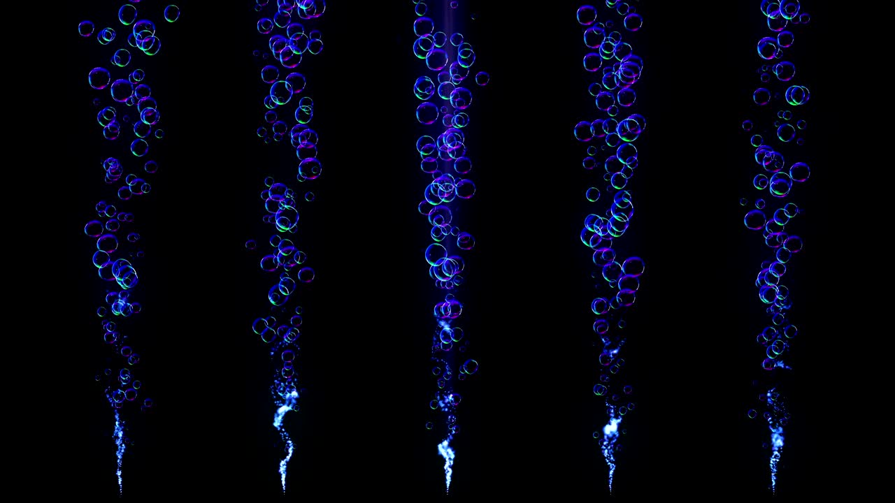 burbujas de arco iris en un fondo oscuro, bucle,