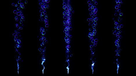 rainbow bubbles on a dark background, loop,