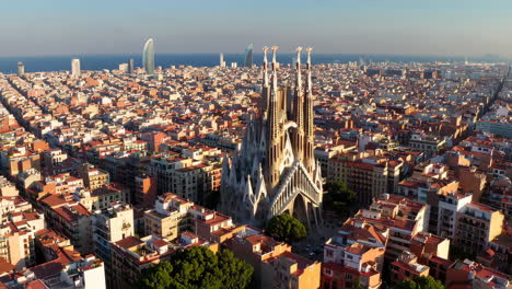 barcelona skyline with sagrada familia