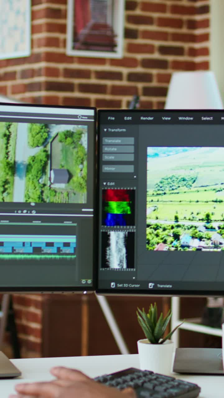 Vertical Video African american man video editor working in video production industry