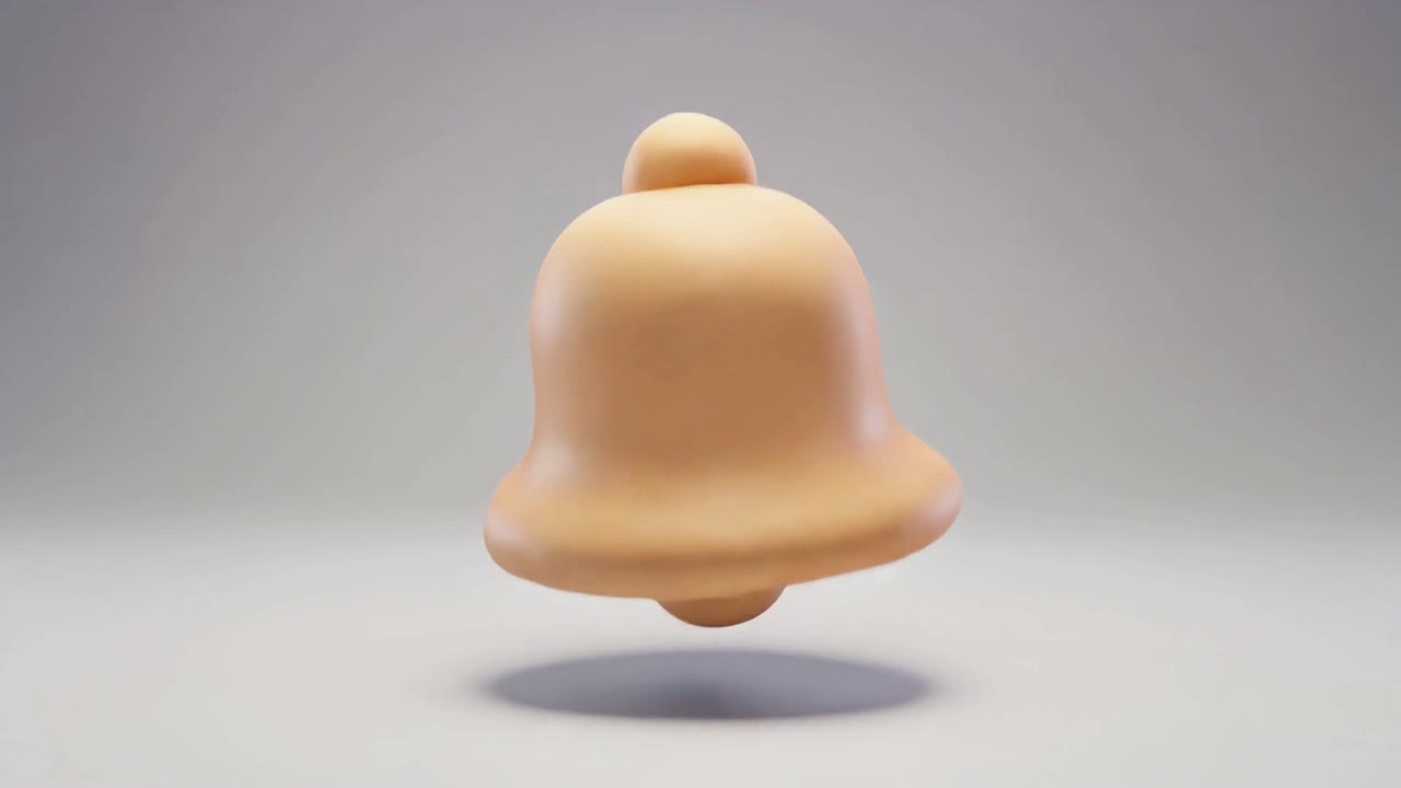 Icona animata 3D di campanella di notifica che suona.