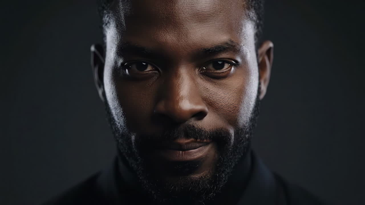 Close-up portrait of a serious black man
