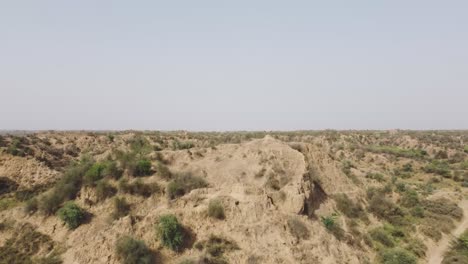 Aerial-drone-shot-of-Chambal-Ravines-at-Morena-,-Rajasthan