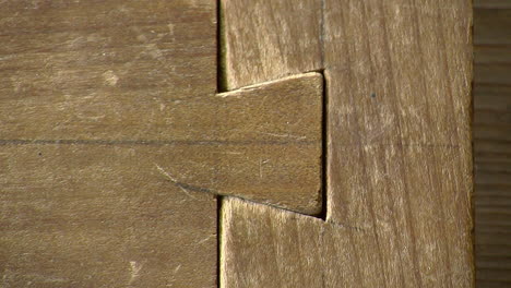 close-up of dove-tail wood joint