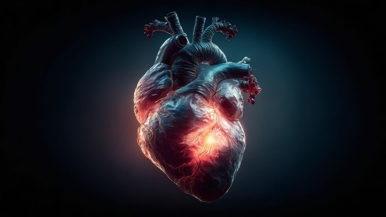 A Stunning Visual of the Human Heart, Illuminated and Pulsating, Capturing the Intricate Details and Emotive Power of This Vital Organ in a Darkened Space