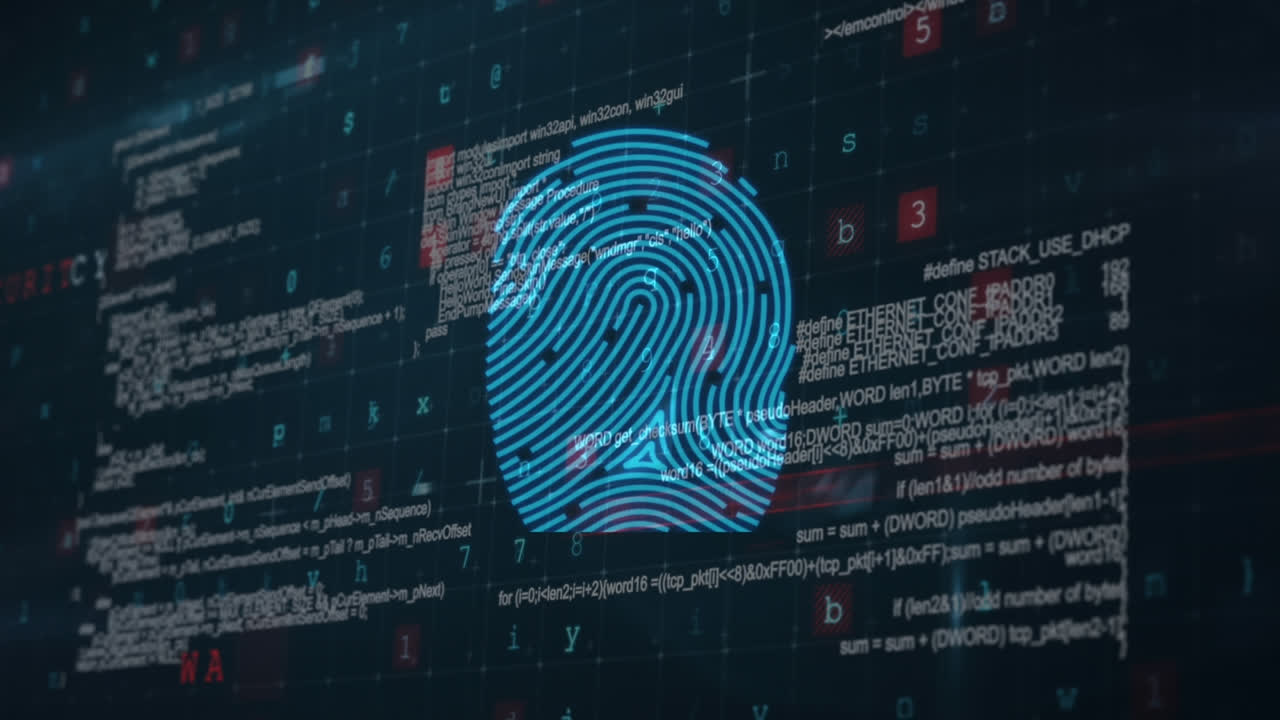 Animation of data processing on black background