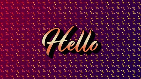 animation of hello text over shapes