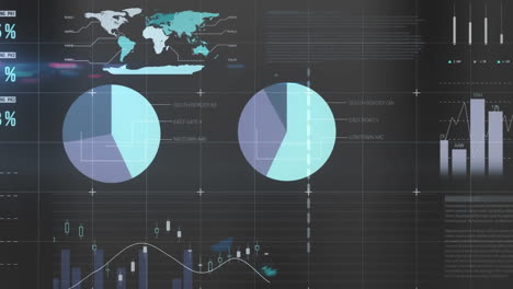 animación del procesamiento de datos financieros sobre un fondo gris