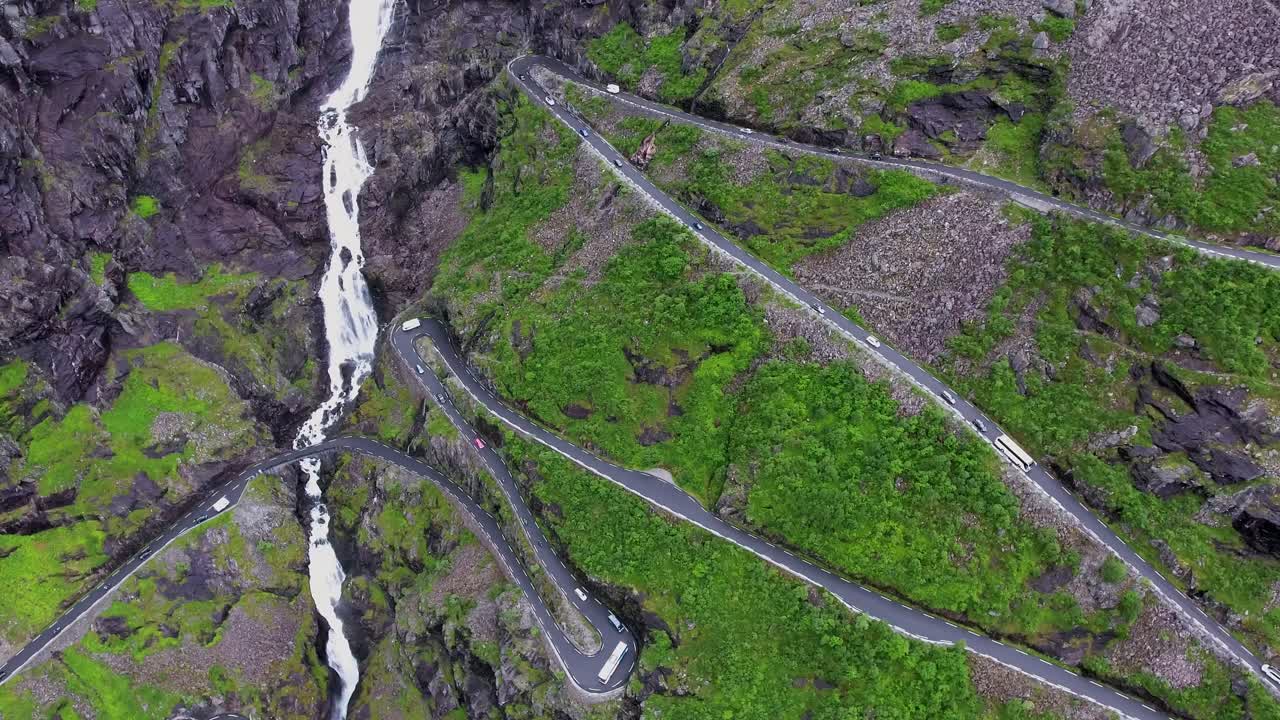 Troll's Path Trollstigen or Trollstigveien winding mountain road.
