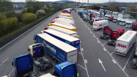 trucks parked at a truck stop