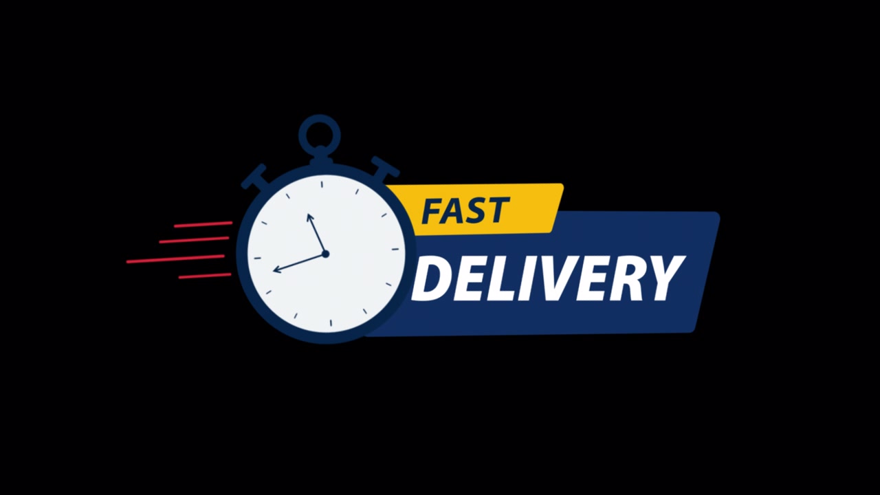 Fast Delivery Animated Graphic with Moving Clock