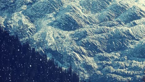 snow falling in countryside