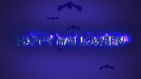 Fröhliches-Halloween-In-Flammen-Auf-Blauem-Hintergrund