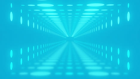 animation of digital tunnel with spots on blue background