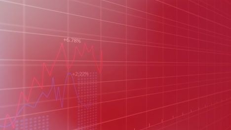 animación del procesamiento de datos estadísticos a través de la red de cuadrícula contra un fondo de gradiente rosa