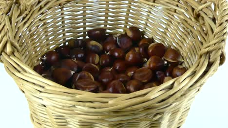 close-up, macro view of freshly harvested chestnuts with rich, textured details in natural lighting.