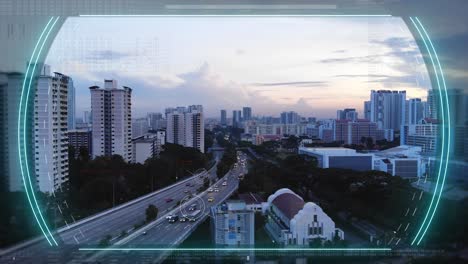 vigilancia aérea hud monitoreando el tráfico matutino, autos en la carretera
