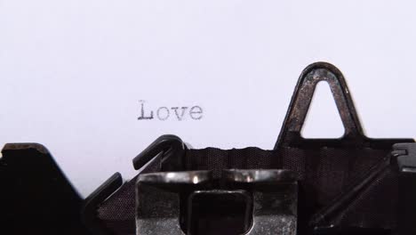 vintage typewriter with the word "love" typed