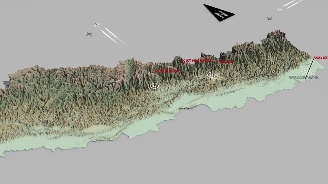 mapa del terreno en 3d de nepal