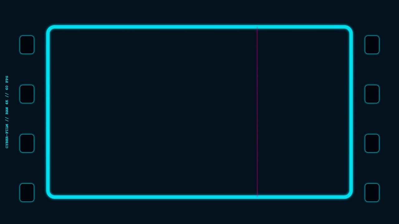 Glowing Neon Blue Digital Film Frame Overlay