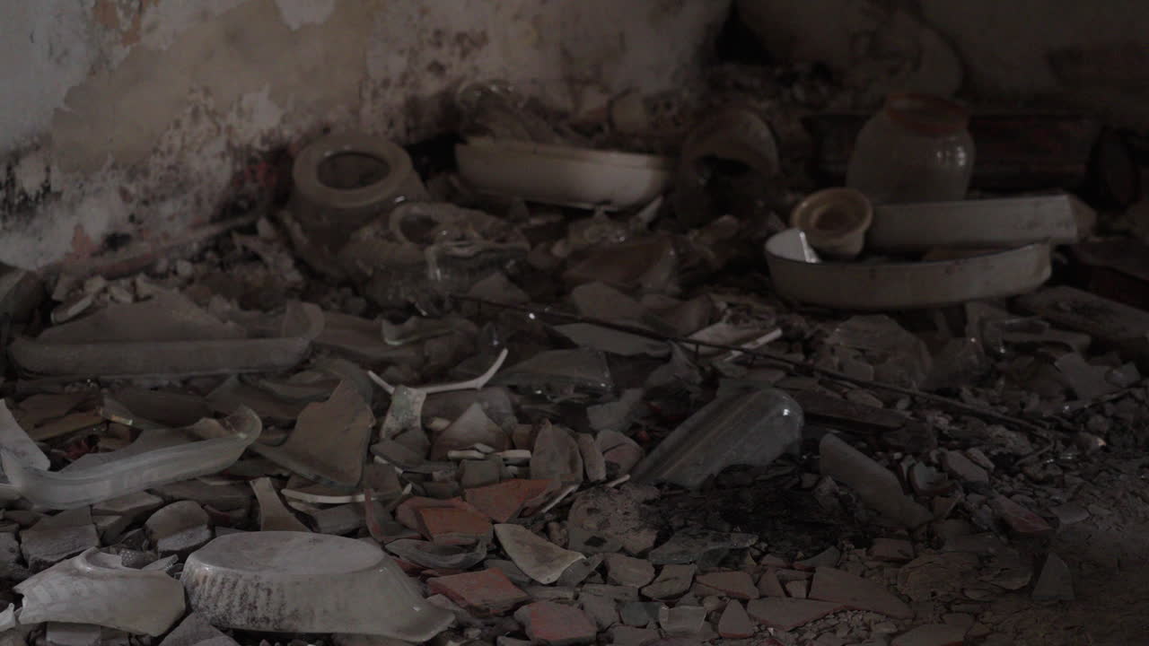Close up of destroyed home in Kibbutz Nir Oz, burned items