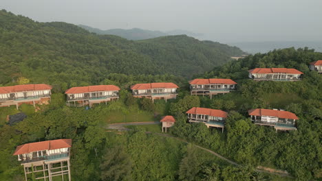 premium holiday villas in vietnam on the hill overlooking ocean drone reveal