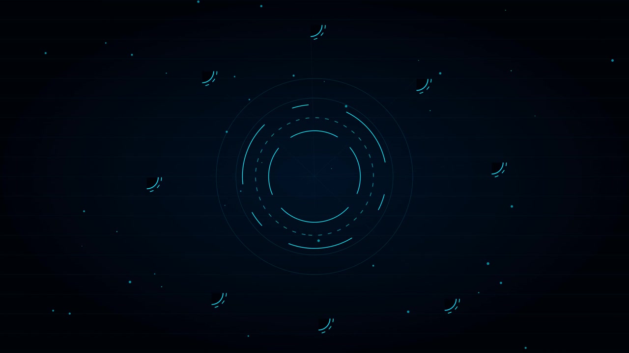 Abstract Digital HUD Interface with Rotating Circular Elements