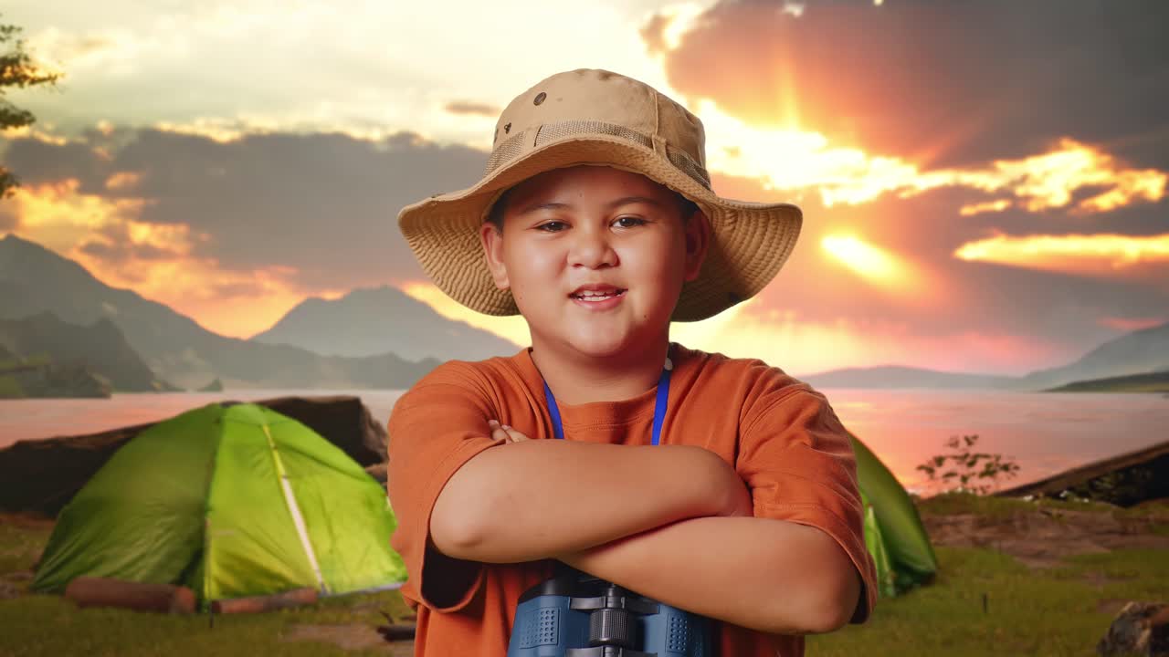 Boy Camping at Sunrise