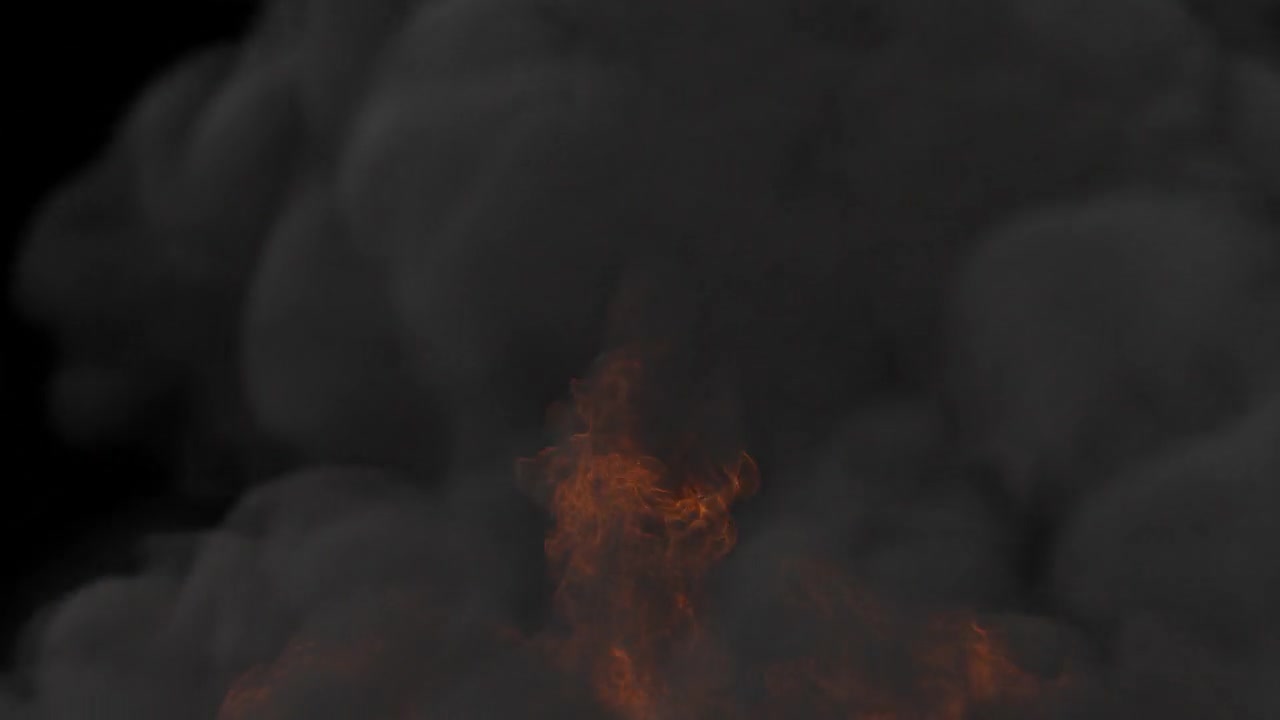 Close-up de Chamas de Fogo e Transição de Fumaça, Canal Alfa 4K