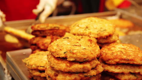 korean fried patties being prepared