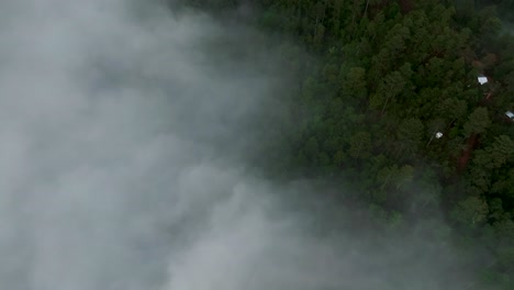 aerial fly drone view of san jose del pacifico, oaxaca, mexico