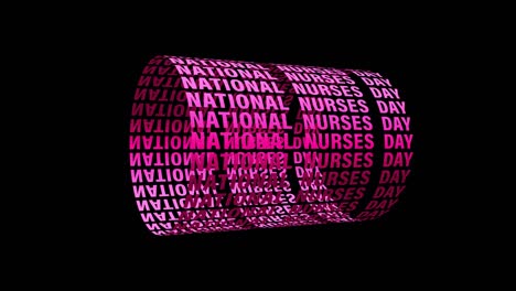 national nurses day digital pink text scrolling cylinder textured isolated word using quicktime alpha channel prores 4444 . 4k 3d rendering seamless looping national nurses day effect element.