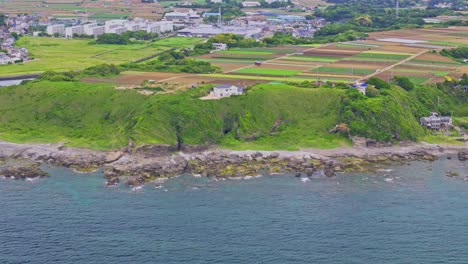 Aerial-View-Of-Agricultural-Land-On-Coast-Of-Japan