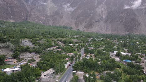 aerial view of village in hunza valley, pakistan